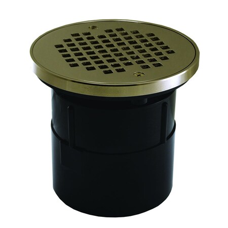 Jones Stephens 4in ABS Pipe Fit Adjustable General Purpose Drain, 6-1/8in Nickel Bronze Strainer and Grout Ring D53276